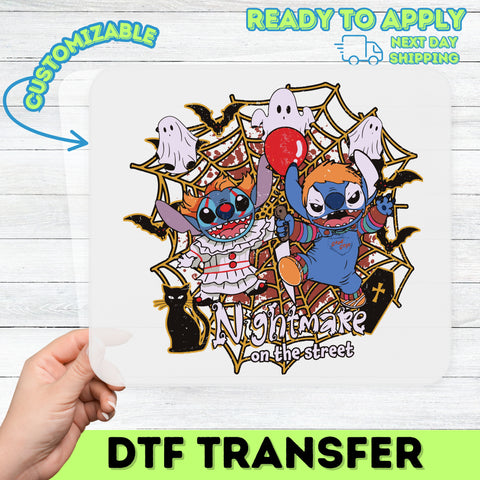 Cute Horror Character Halloween Mashup DTF Transfer Iron-On Ready To Press Nightmare T-shirt for Pop Culture Fans