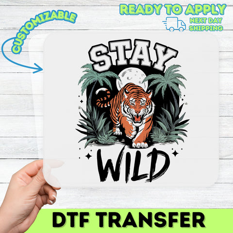 Adventure Ready Jungle Tiger DTF Transfer Iron-On for Wildlife Lovers & Safari Theme Celebrations T-shirt Apparel