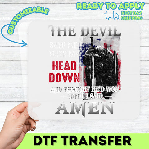 Patriotic Religious Gothic DTF Transfer Iron-On Resilient Knight T-shirt for Faithful Warriors, Ready To Press Artistic Apparel