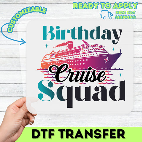 Birthday Cruise Squad DTF Transfer Cute Retro Ready To Press T-shirt Design for Group Celebration Apparel