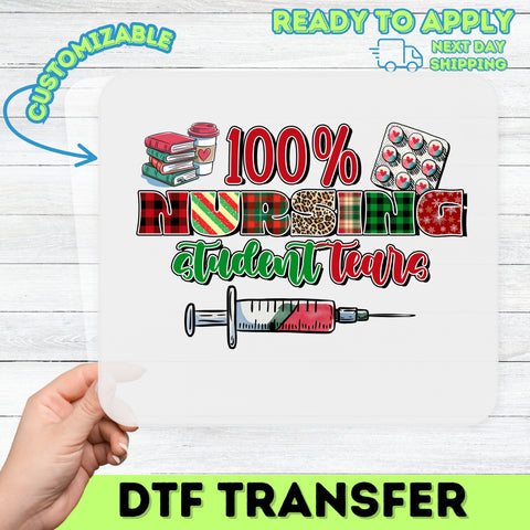 Funny Nursing Student DTF Transfer for Holiday Shirts & Apparel - Cute Medical Design Ready To Press