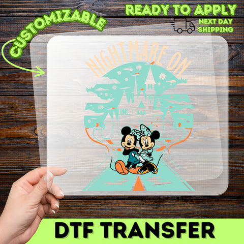 Halloween Cartoon Characters Spooky DTF Transfer Retro Iron-On for T-shirt Family Group Outfits Nightmare Theme Apparel