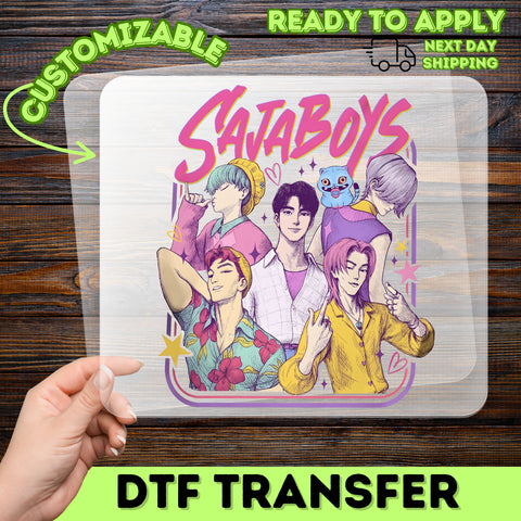 Boy Band Theme Retro Anime DTF Transfer for Youth Tees - Cute & Vibrant Fun Apparel Ready to Press - Perfect for K-pop Fans