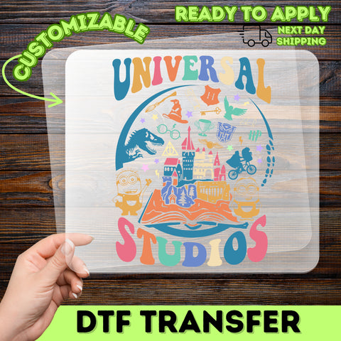 Universal Studios Movie Theme Park Adventure DTF Transfer & Iron-On for Family Vacation Tee, Bold Fan T-Shirt & Cartoon Collector Apparel