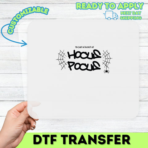 Hocus Pocus DTF Transfer Halloween Shirt Ready To Press Funny Witchy Humor Iron-On Apparel for Groups & Families