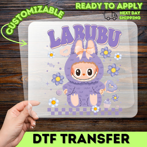 Cute LABUBU Cartoon DTF Transfer for Easter Group Shirts Ready To Press Iron-On Apparel for Kids and Adults