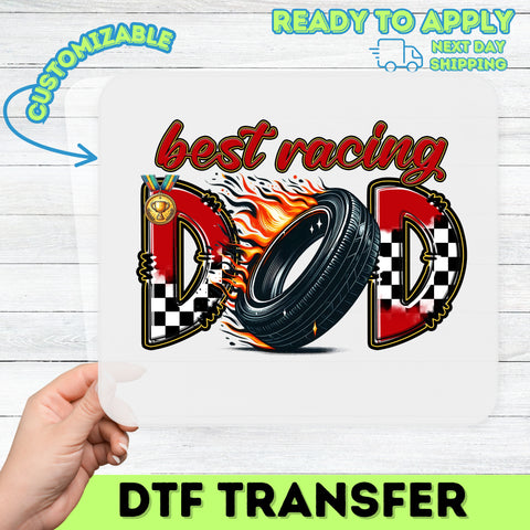 Best Racing Dad Iron-On DTF Transfer for Father's Day Shirt, Ready To Press Car Enthusiast Apparel, Funny Motorsport DTF Gift