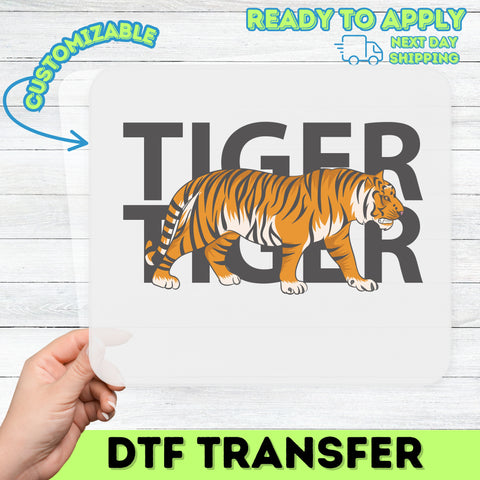 Retro Tiger DTF Transfer Iron-On for Wildlife Enthusiasts, Ready to Press Jungle Animal T-Shirt, School Mascot Apparel
