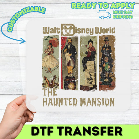 Disney Haunted Mansion DTF Transfer for Halloween, Vintage Funny Iron-On, Ready to Press Disney Theme Shirt for Fans