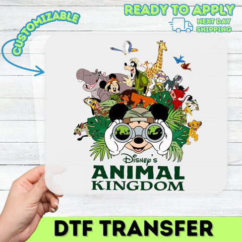 Cute Jungle Safari Adventure DTF Transfer Animal Kingdom Cartoon Iron-On Ready To Press T-Shirt for Family & Group Travel
