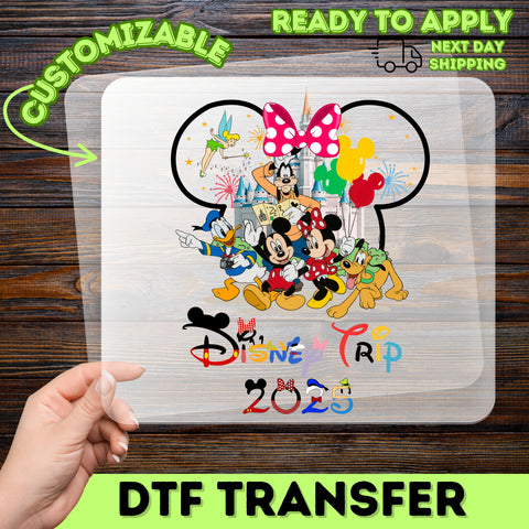 Cute Cartoon Family Vacation 2025 DTF Transfer Iron-On Ready To Press T-Shirt Perfect for Family Reunions & Group Trips