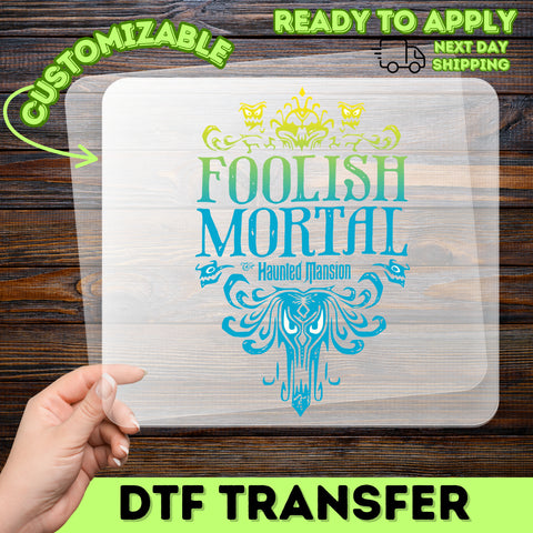 Gothic Halloween Haunted Mansion DTF Transfer - Spooky Skull Apparel Iron-On for Halloween Group T-shirt