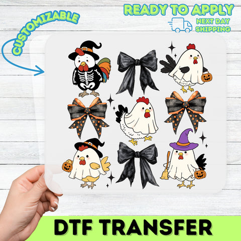 Cute Halloween Chicken DTF Transfer for T-shirt Funny Costume Animal Iron-On Ready To Press for Party Enthusiasts