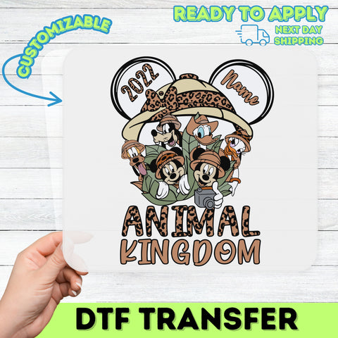 Safari Adventure Family Cartoon DTF Transfer, Ready to Press Animal Kingdom Shirt, Retro Leopard Print for Group Apparel