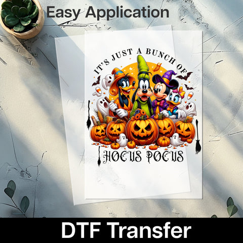 Cute Halloween DTF Transfer for Kids & Family | Whimsical Cartoon Pumpkin & Ghost Iron-On Ready To Press Apparel