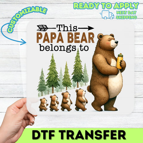 Papa Bear Cute Family Nature DTF Transfer Ready To Press for Father's Day Camping Adventure T-Shirt
