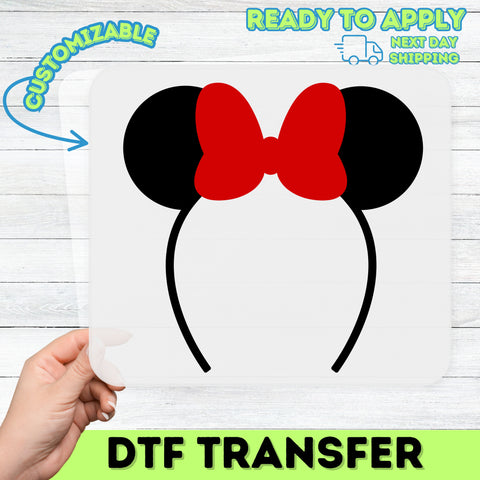 Cute Red Bow Disney-Inspired Family Vacation Iron-On DTF Transfer For Matching T-Shirts & Party Group Trips
