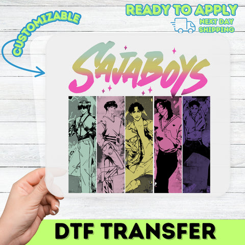 Retro 80s Boy Band Nostalgia DTF Transfer Ready to Press for T-Shirt | Fun Anime Band Design Perfect for Group Celebrations & Parties