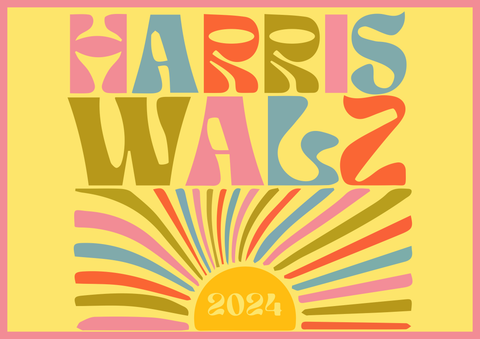 Harris Walz 2024 Vintage Cutest Yard Sign, Retro Harris Walz Yard Sign, With H Metal Stake, Kamala for President Yard Sign