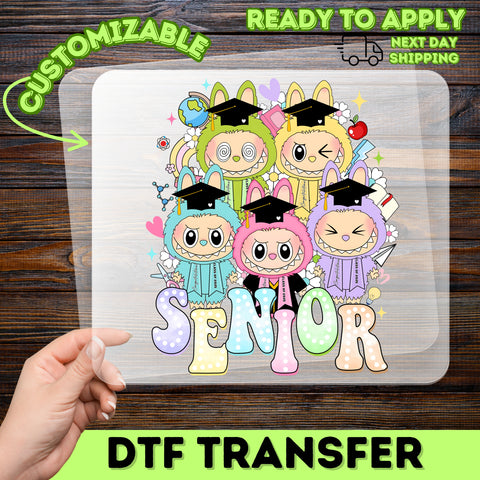 Cute Animal Graduate DTF Transfer for Senior Graduation Apparel | Funny Kawaii Iron-On Ready To Press T-Shirt or Sweatshirt