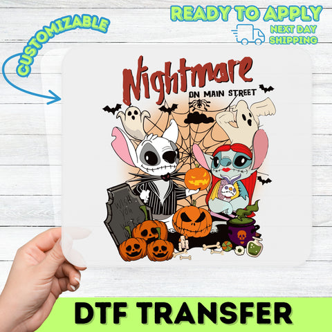 Cute Halloween DTF Transfer Nightmare on Main Street Iron-On for Disney Fans Apparel