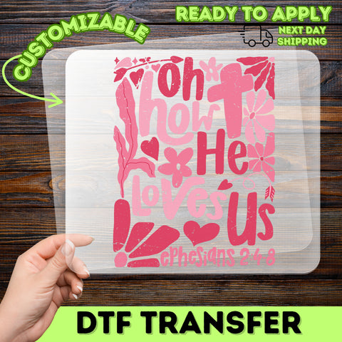 Valentine's Cute Christian Love DTF Transfer for T-Shirt & Apparel, Ready To Press Bible Verse Design, Whimsical Church Group Wear