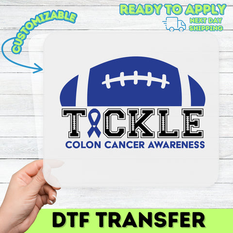 Colon Cancer Awareness Football Ready To Press DTF Transfer for Shirts & Sweatshirts - Support Health & Team Spirit Apparel