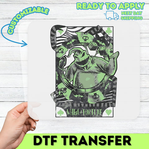 Iron-On Spooky Halloween Oogie Boogie DTF Transfer for Shirts | Funny Wheel of Fortune Design | Gothic Dark Fantasy Apparel