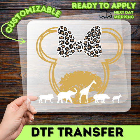 Cute Safari Animal Adventure DTF Transfer | Family Vacation Fun Animal Print Bow Shirt | Ready to Press Wildlife Adventure Apparel