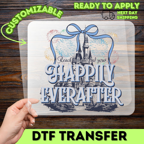 Fairytale Castle Celebration DTF Transfer for Wedding Party & Disney Lovers Apparel, Ready To Press Iron-On for Fantasy Fans