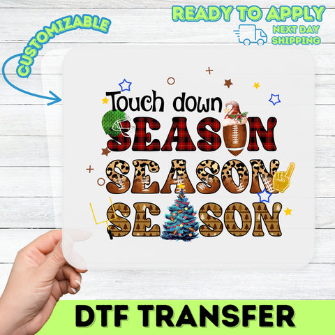 Festive Football & Christmas DTF Transfer, Cute Holiday Season Shirt Iron-On, Ready to Press for Family Gatherings & Fans