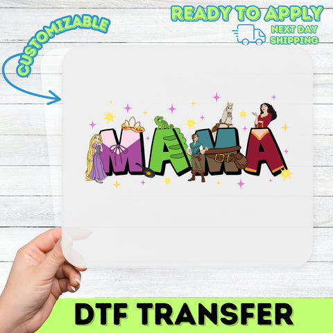 Cute Fairy Tale Mama DTF Transfer Ready To Press Iron-On for Whimsical Mothers Day T-Shirt or Family Celebration Apparel