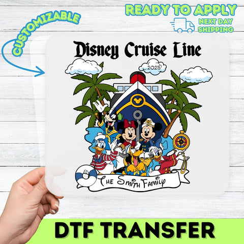 Family Cruise Adventure Cute Nautical DTF Transfer Iron-On Ready To Press Shirt Sweatshirt Customizable Tropical Vacation Apparel