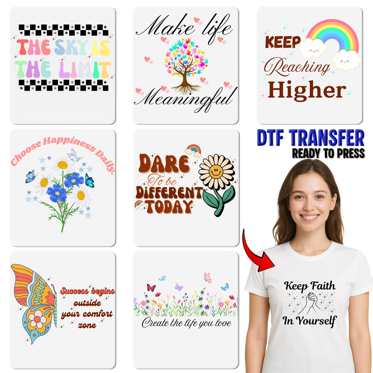 Vintage Botanical Floral and Butterfly DTF Transfer, Cute Nature-Inspired Ready To Press for Women & Teens Apparel, Spring Shirt Design