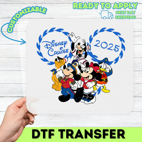 Cute Disney Cruise DTF Transfer 2025 Nautical Adventure Ready To Press Family Group T-Shirt Iron-On Apparel