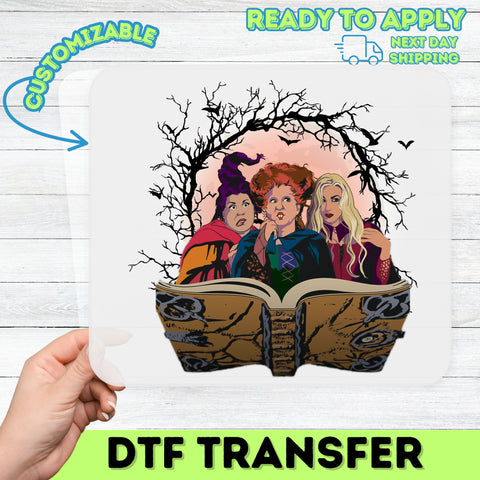 Funny Halloween Witch Trio DTF Transfer for Spooky Season Apparel, Ready to Press Iron-On for Halloween Party Shirts
