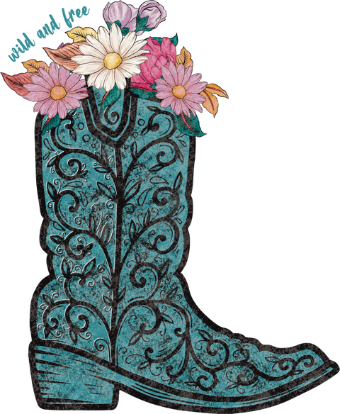 Retro Floral Cowboy Girl Boot Graphic Tees, Aesthetic Southern Sweatshirt for Girls, Vintage Country Wildflowers Shirts for Womens