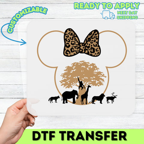 Safari Adventure Leopard Print & Giraffe Scene Iron-On DTF Transfer for Group Safari Vacation & Zoo Shirts