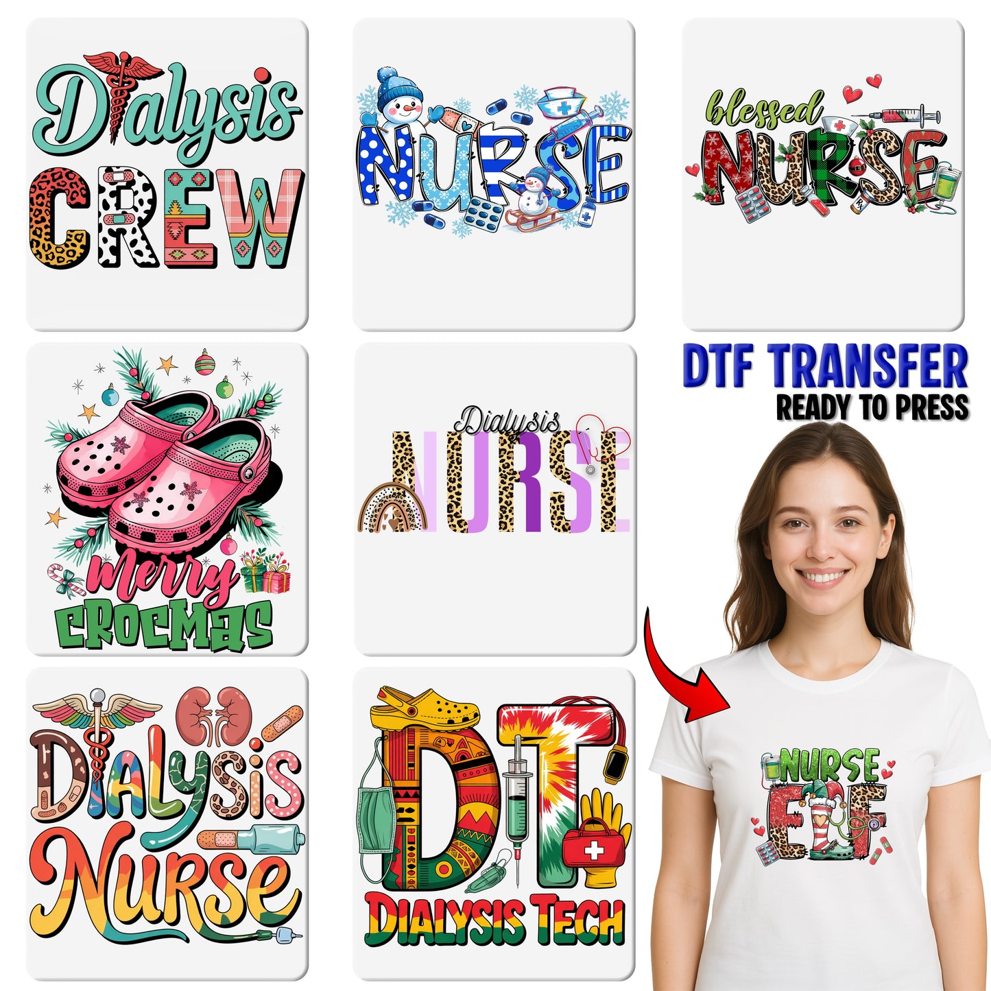 Santa's Favorite Nurse Funny Christmas DTF Transfer | Cute Holiday Iron-On for Nurses | Ready To Press T-shirt Apparel Gift