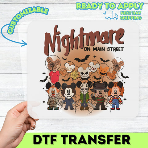 Retro Cartoon Horror Halloween DTF Transfer | Funny Nightmare Iron-On for Group Costume | Ready To Press Spooky Shirt Design