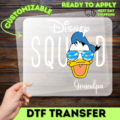 Cute Disney Squad Grandpa DTF Transfer Iron-On Vacation Family Theme Pop Culture Apparel Ready to Press
