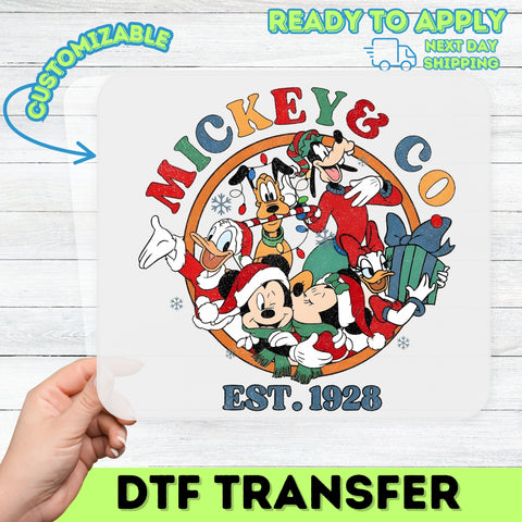 Cute Christmas Character DTF Transfer, Ready To Press Holiday T-Shirt Design for Festive Family Disney Fans