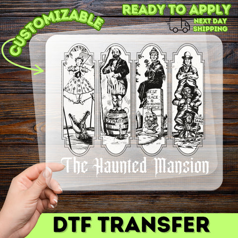 Vintage Haunted Mansion Halloween DTF Transfer for Disney Fans & Retro Horror Lovers - Spooky Iron-On Apparel Design