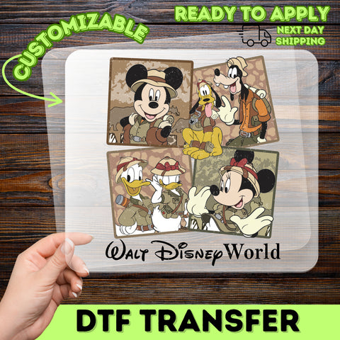 Safari Adventure Cartoon DTF Transfer Ready to Press for Family Trip T-shirt & Group Vacation Apparel