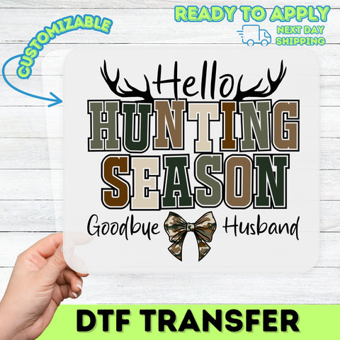 Rustic Hunting Season DTF Transfer for Camo Lover Apparel, Ready to Press Iron-On Funny Hunter Family T-Shirt, Outdoor Enthusiast Gift