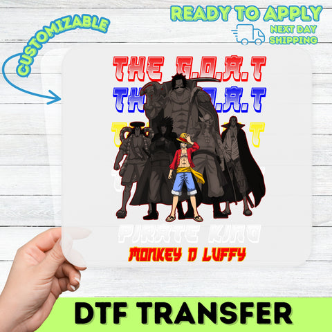 Anime Pirate DTF Transfer, Ready To Press Manga Art Clothing for Fans, Bold Graphic Iron-On for T-shirts & Apparel, Pirate King Cosplay