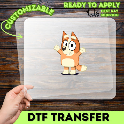 Cute Cartoon Dog DTF Transfer for Kids & Family Apparel, Ready to Press Iron-On Design for Children's Party Shirts & Family Events