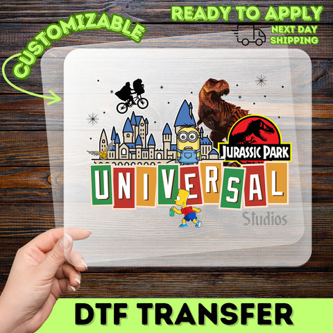 Fun Group Celebration Movie-Themed DTF Transfer For T-Shirts - Ready To Press Iron-On Design For Nostalgic Theme Park Family Reunion