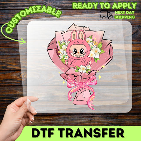 Cute Bunny Iron-On DTF Transfer for Easter Fun Kawaii Anime Character T-Shirt Perfect for Kids Party Celebrations