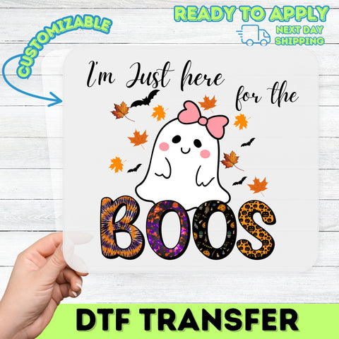 Cute Halloween Ghost DTF Transfer Iron-On for Family Shirts & Women’s Apparel - Ready to Press Fall Design